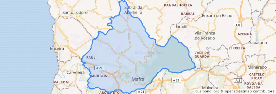 Mapa de ubicacion de Mafra.