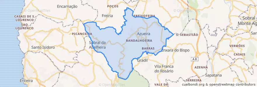 Mapa de ubicacion de Azueira e Sobral da Abelheira.