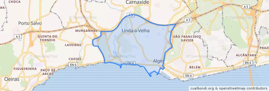 Mapa de ubicacion de Algés, Linda-a-Velha e Cruz Quebrada-Dafundo.