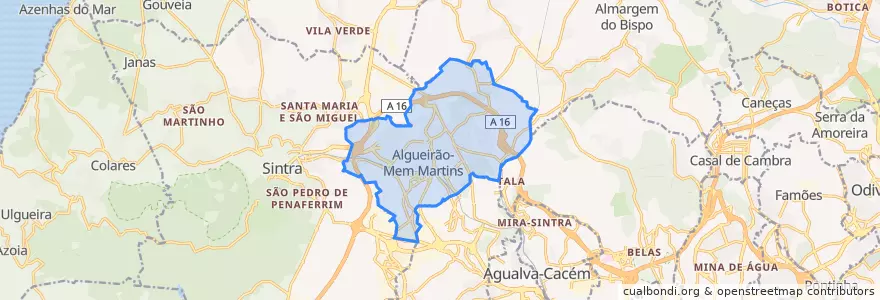 Mapa de ubicacion de Algueirão-Mem Martins.