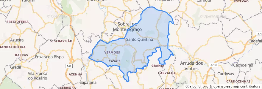Mapa de ubicacion de Santo Quintino.