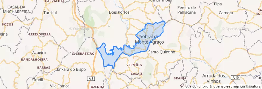 Mapa de ubicacion de Sobral de Monte Agraço.