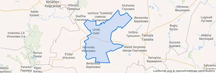 Mapa de ubicacion de Умётский поссовет.