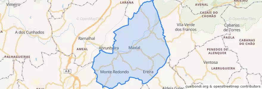Mapa de ubicacion de Maxial e Monte Redondo.
