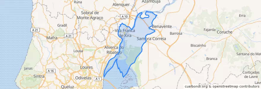 Mapa de ubicacion de Vila Franca de Xira.
