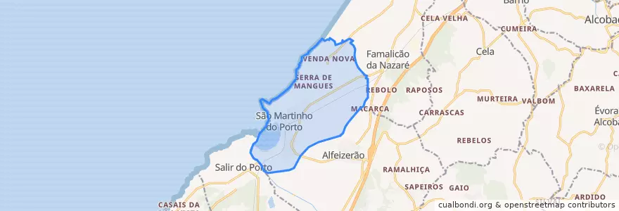 Mapa de ubicacion de São Martinho do Porto.