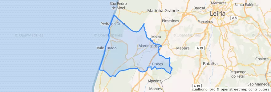 Mapa de ubicacion de Pataias e Martingança.