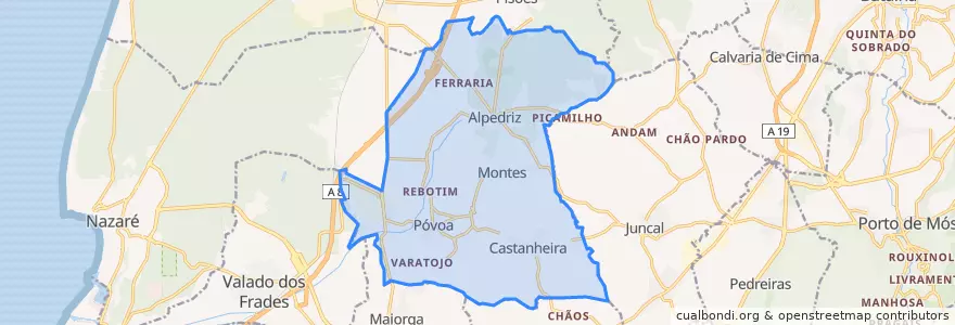 Mapa de ubicacion de Coz, Alpedriz e Montes.