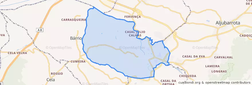 Mapa de ubicacion de Alcobaça e Vestiaria.