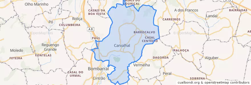 Mapa de ubicacion de Carvalhal.