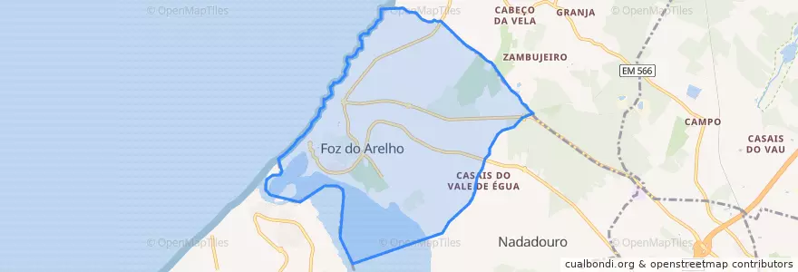 Mapa de ubicacion de Foz do Arelho.
