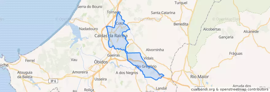 Mapa de ubicacion de Nossa Senhora do Pópulo, Coto e São Gregório.