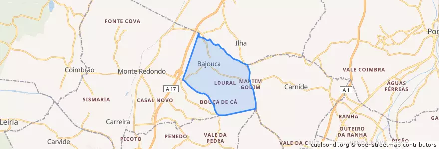 Mapa de ubicacion de Bajouca.