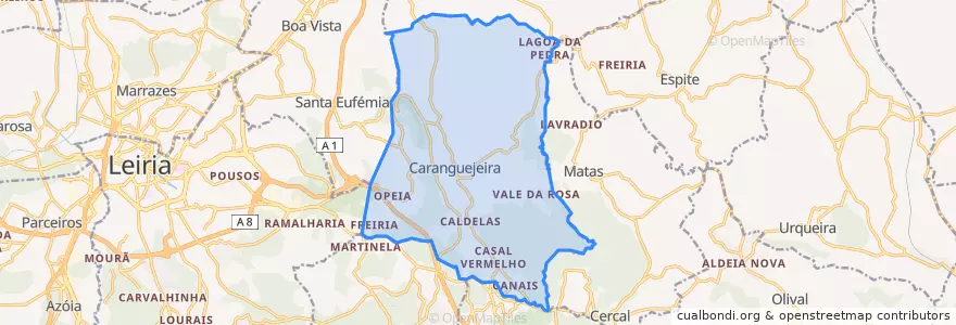 Mapa de ubicacion de Caranguejeira.
