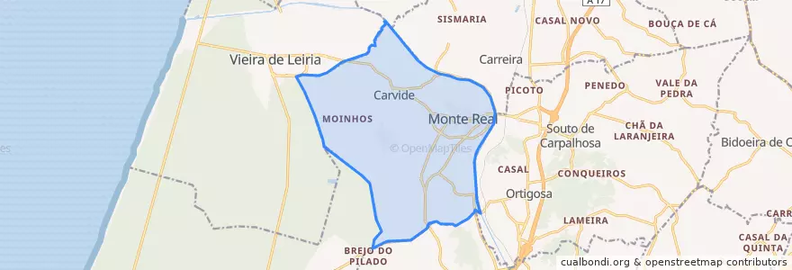 Mapa de ubicacion de Monte Real e Carvide.