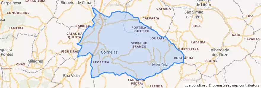 Mapa de ubicacion de Colmeias e Memória.