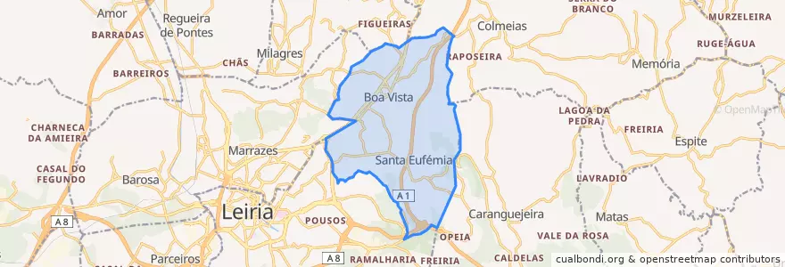 Mapa de ubicacion de Santa Eufémia e Boa Vista.