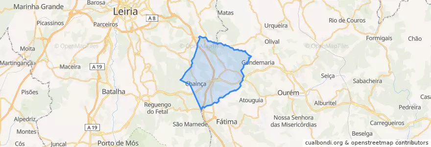 Mapa de ubicacion de Santa Catarina da Serra e Chainça.