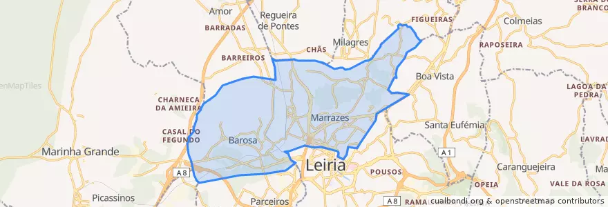 Mapa de ubicacion de Marrazes e Barosa.