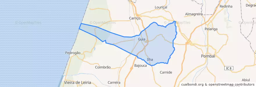 Mapa de ubicacion de Guia, Ilha e Mata Mourisca.
