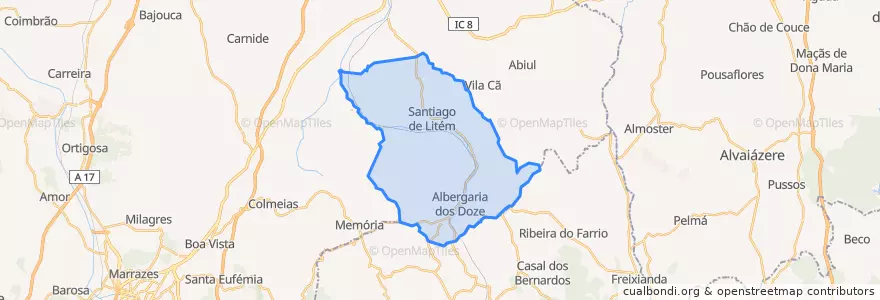 Mapa de ubicacion de Santiago e São Simão de Litém e Albergaria dos Doze.