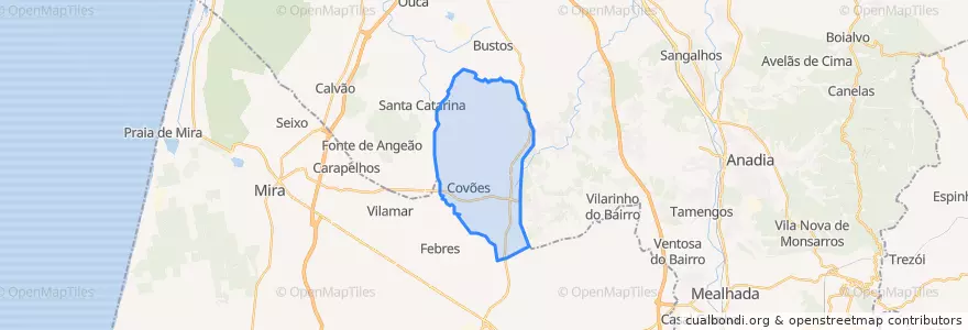 Mapa de ubicacion de Covões e Camarneira.