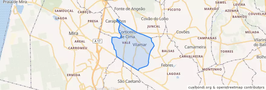 Mapa de ubicacion de Vilamar e Corticeiro de Cima.