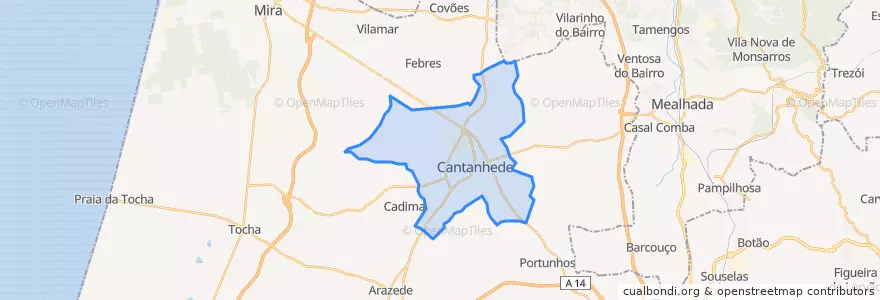 Mapa de ubicacion de Cantanhede e Pocariça.