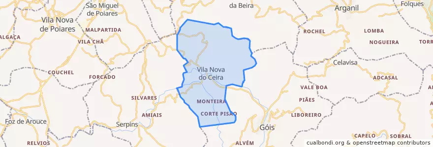 Mapa de ubicacion de Vila Nova do Ceira.