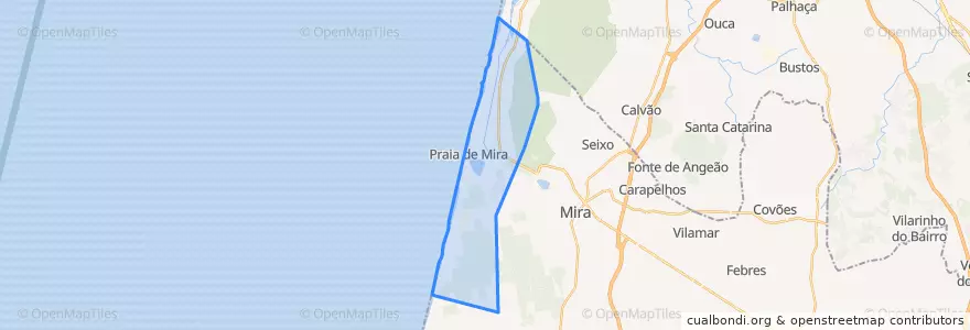 Mapa de ubicacion de Praia de Mira.