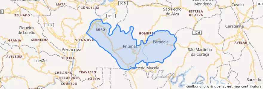 Mapa de ubicacion de Friúmes e Paradela.