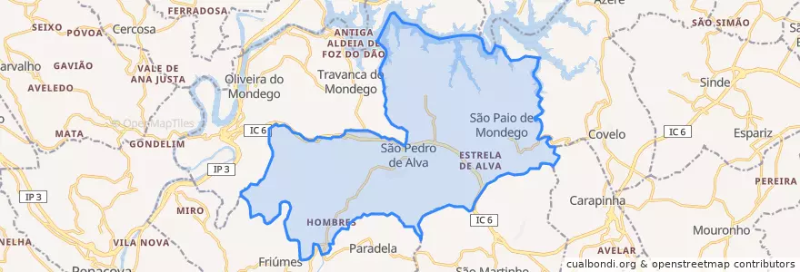 Mapa de ubicacion de São Pedro de Alva e São Paio de Mondego.