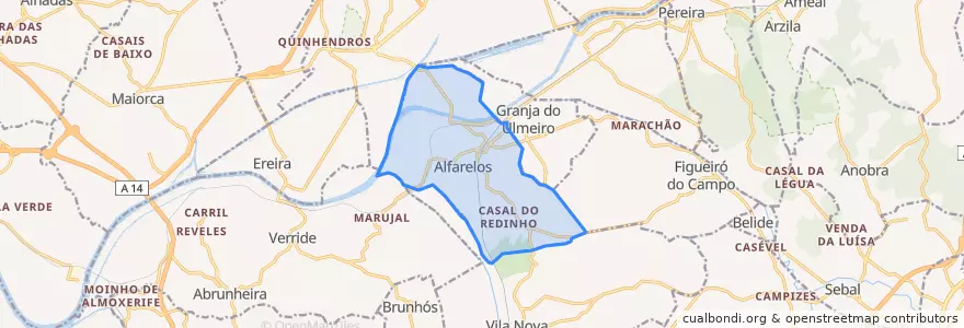 Mapa de ubicacion de Alfarelos.