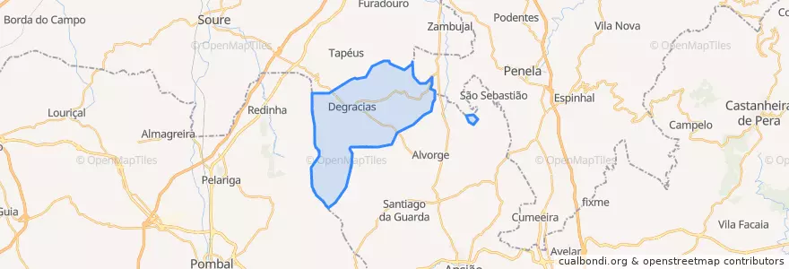 Mapa de ubicacion de Degracias e Pombalinho.