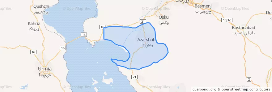 Mapa de ubicacion de Azarshahr County.