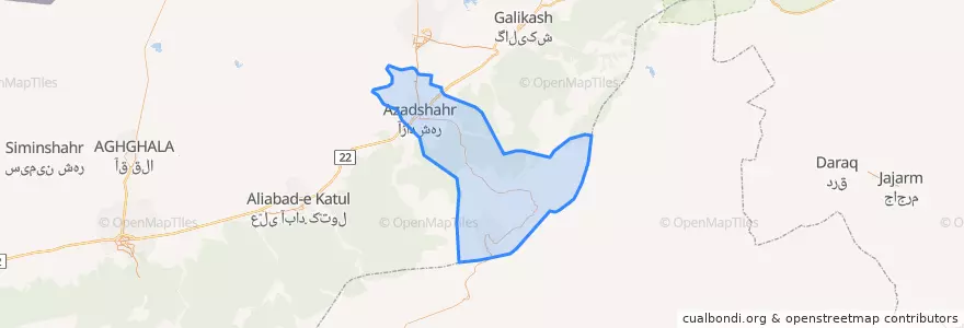 Mapa de ubicacion de شهرستان آزادشهر.