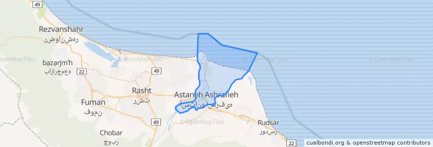 Mapa de ubicacion de Astaneh Ashrafieh County.