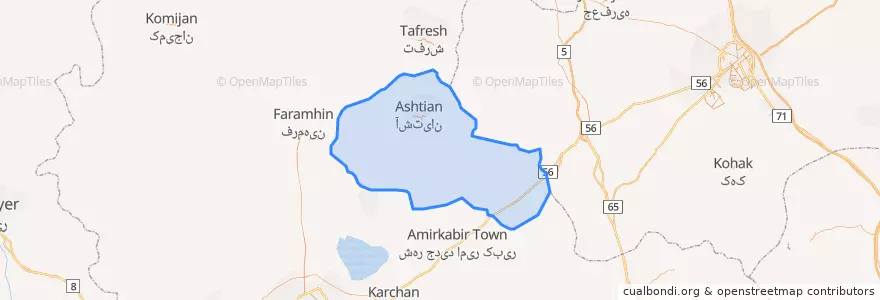 Mapa de ubicacion de شهرستان آشتیان.