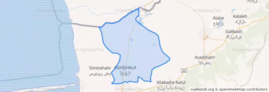 Mapa de ubicacion de شهرستان آق قلا.