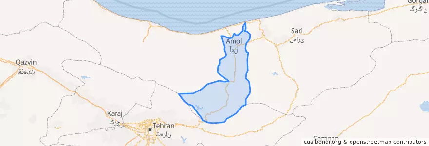 Mapa de ubicacion de شهرستان آمل.
