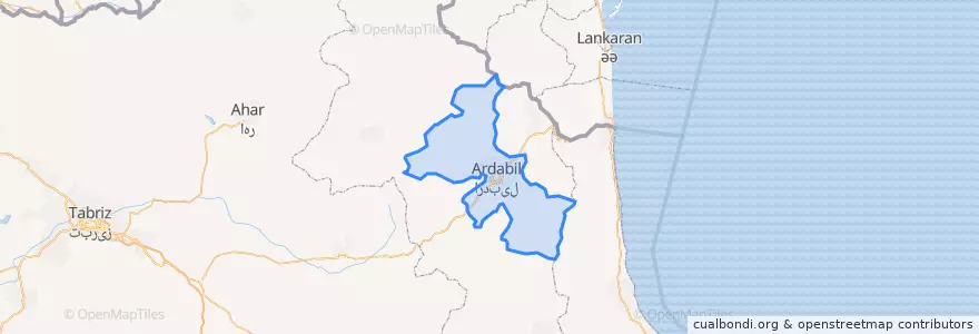Mapa de ubicacion de Ardebil County.