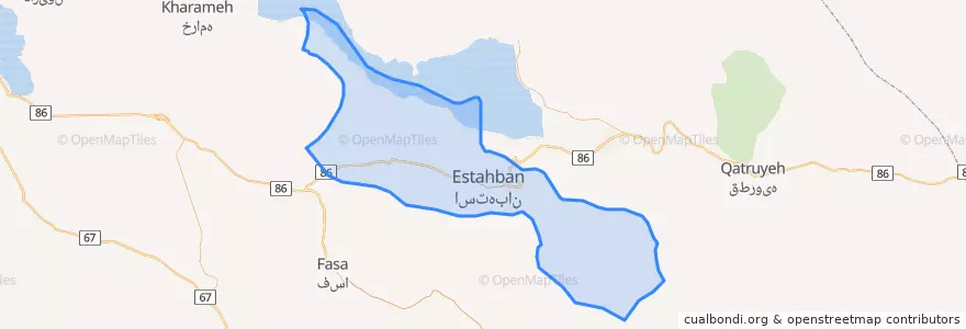 Mapa de ubicacion de Estahban County.