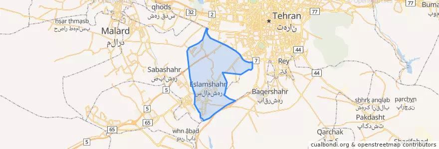 Mapa de ubicacion de شهرستان اسلامشهر.