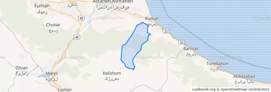 Mapa de ubicacion de شهرستان املش.