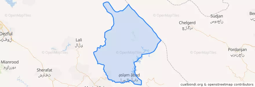 Mapa de ubicacion de شهرستان اندیکا.