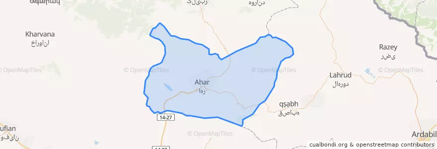 Mapa de ubicacion de شهرستان اهر.