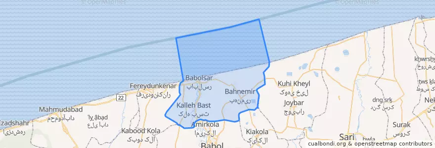 Mapa de ubicacion de شهرستان بابلسر.