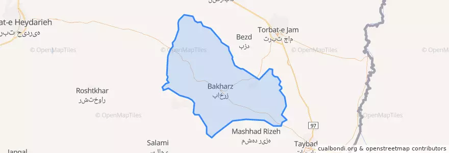 Mapa de ubicacion de Bakharz County.