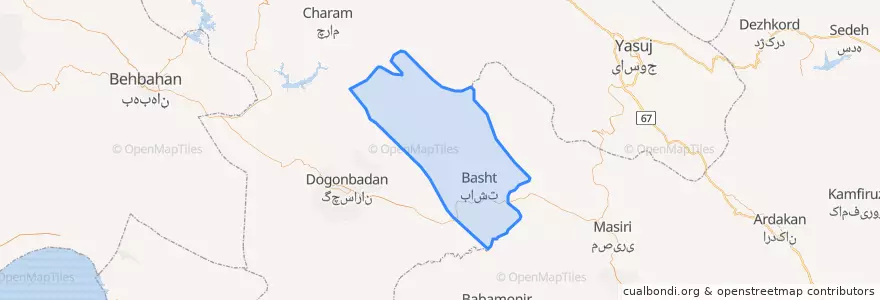 Mapa de ubicacion de شهرستان باشت.