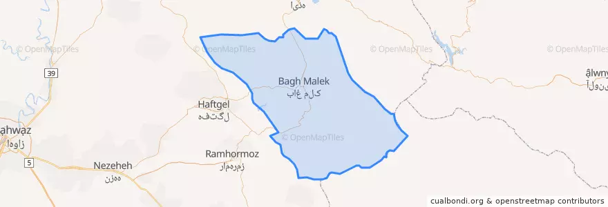 Mapa de ubicacion de Baghmalek County.